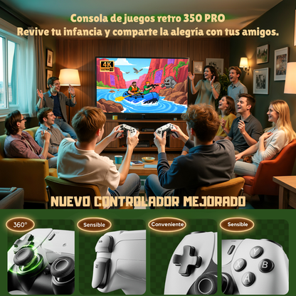 Proyector Gaming 350 Pro + 2 Mandos | 30.000 Juegos Retro | Cine y Consola en 1 Solo Equipo
